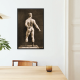 Eugen Sandow in Classical Ancient Greco Roman Pose Napoleon Sarony Framed Canvas, Framed Sepia Toned Photograph Male Bodybuilder
