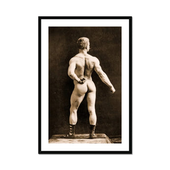 Eugen Sandow in Classical Ancient Greco-roman Pose - Napoleon Sarony Art Print, Black Framed Picture Muscular Man