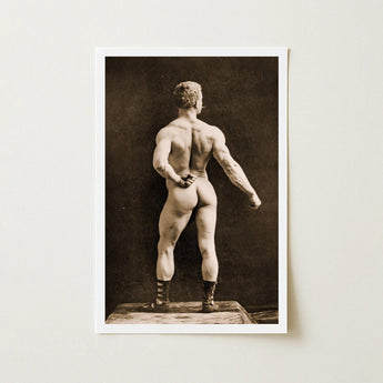 Eugen Sandow in Classical Ancient Greco-roman Pose - Napoleon Sarony Art Print / Canvas Framed Sepia-toned Photograph Muscular Man Viewed