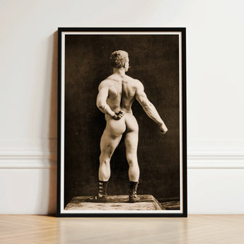 Eugen Sandow in Classical Ancient Greco-roman Pose - Napoleon Sarony Art Print / Canvas Black-framed Sepia-toned Photographic Muscular Man