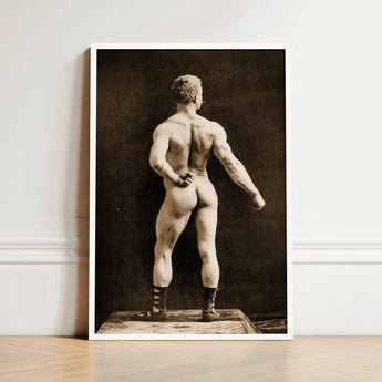 Eugen Sandow in Classical Ancient Greco-roman Pose - Napoleon Sarony Art Print / Canvas Framed Black-and-white Photograph Muscular Man