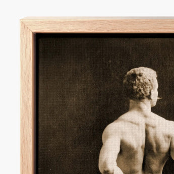 Eugen Sandow in Classical Ancient Greco-roman Pose - Napoleon Sarony Art Print / Canvas Framed Black-and-white Muscular Male Figure Encased