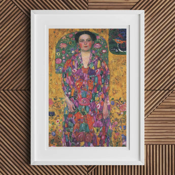 Eugenia Primavesi - Gustav Klimt Symbolist Art Print, Framed Colorful Portrait Painting Woman Floral Dress Golden