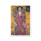 Eugenia Primavesi Gustav Klimt Symbolist Art Print, Portrait Painting Vibrant Floral Patterns Golden Background