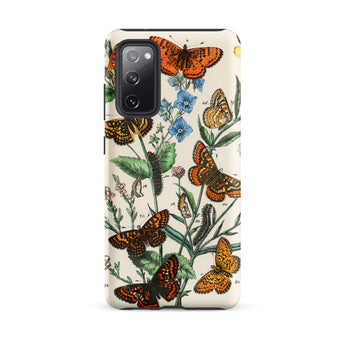 European Butterflies & Moths 2 - William Forsell Kirby Samsung Case, Galaxy S20 Fe / Matte, White Phone Case Colorful Butterfly Plant