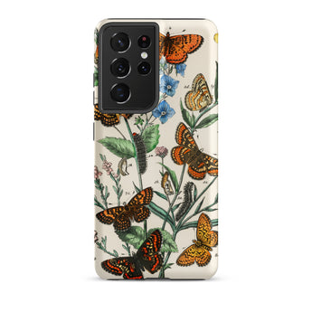 European Butterflies & Moths 2 - William Forsell Kirby Samsung Case, Galaxy S21 Ultra / Matte, White Smartphone Case Vintage Botanical