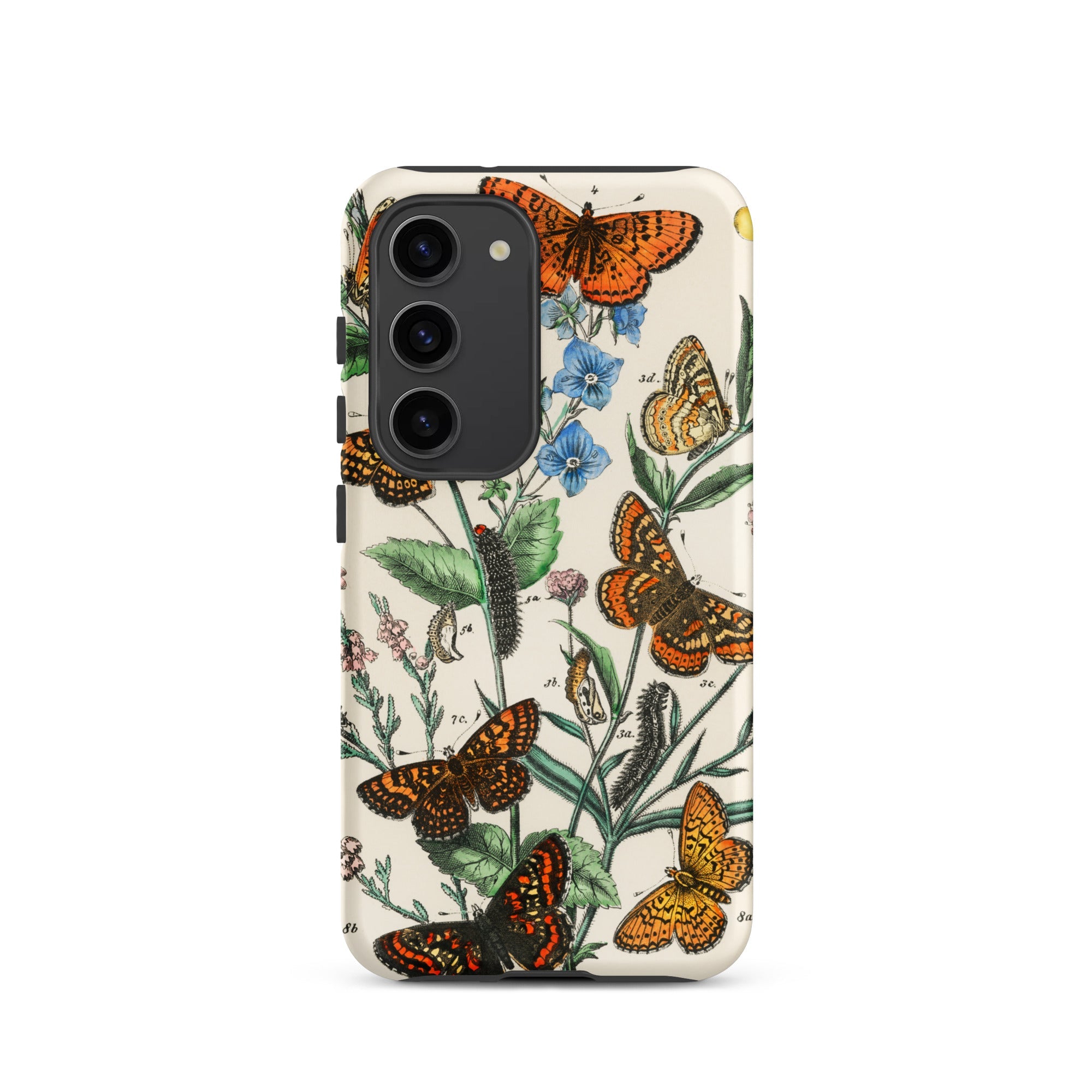 European Butterflies & Moths 2 William Forsell Kirby Samsung Case, Galaxy S23 / Matte, White Smartphone Case Colorful Butterfly Botanical