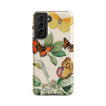 European Butterflies & Moths 3 - William Forsell Kirby Samsung Case, Galaxy S21 Fe / Matte, White Smartphone Case Colorful Butterfly