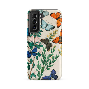 European Butterflies & Moths - William Forsell Kirby Samsung Case, Galaxy S21 Fe / Matte, White Smartphone Case Colorful Butterfly