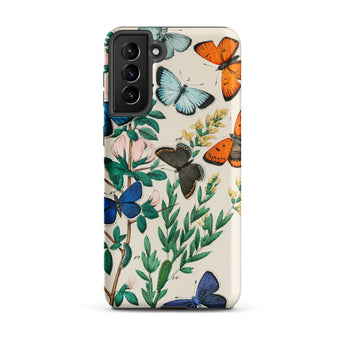 European Butterflies & Moths - William Forsell Kirby Samsung Case, Galaxy S21 Plus / Matte, White Phone Case Adorned Colorful Butterfly