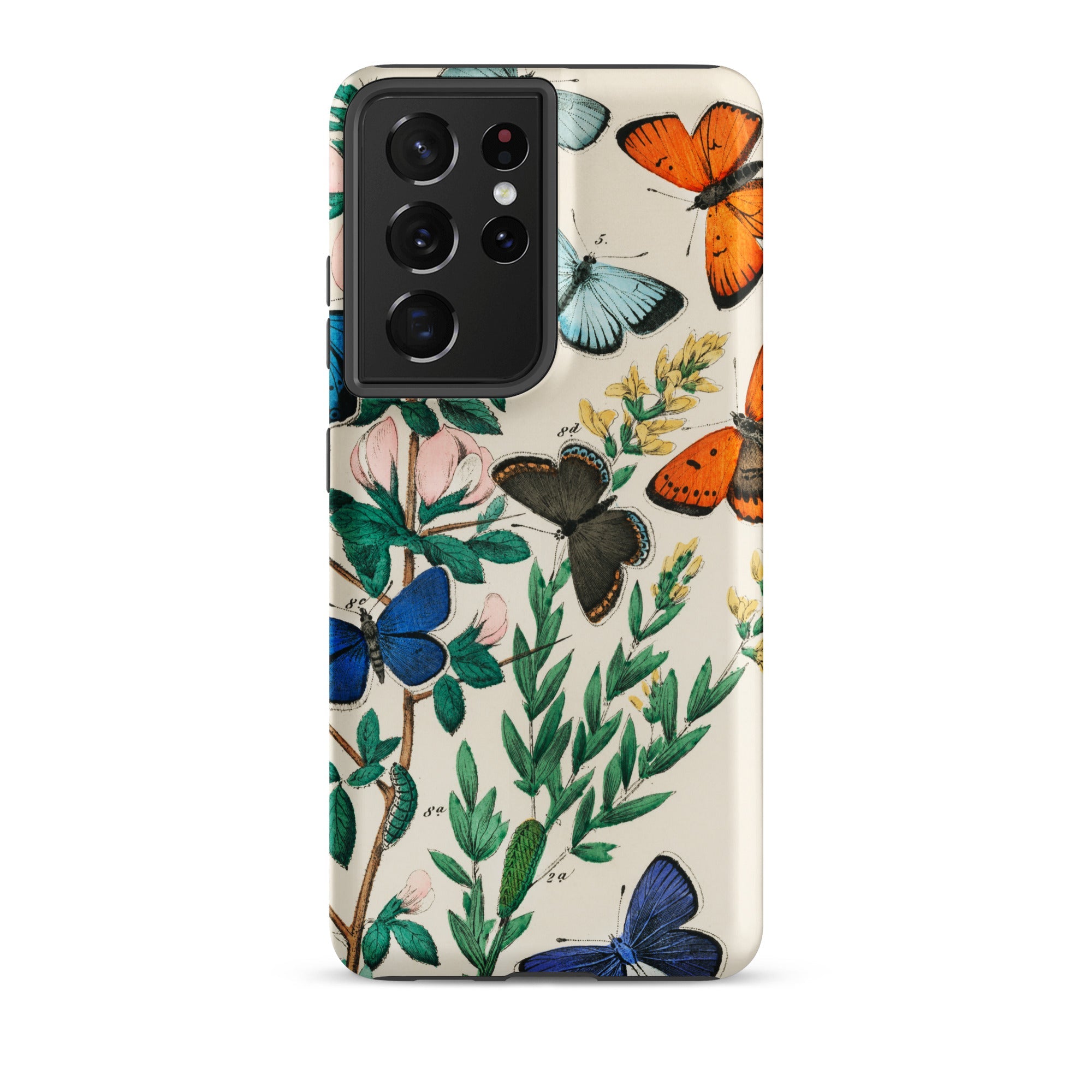 European Butterflies & Moths William Forsell Kirby Samsung Case, Galaxy S21 Ultra / Matte, White Smartphone Case Colorful Butterfly Floral