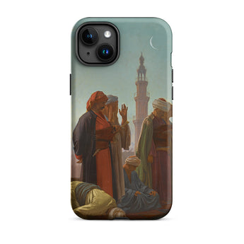 Evening Prayer Cairo - Jean-leon Gerome Phone Case Iphone 15 Plus / Matte Phone Case Painting Muslim Men Moon-slit Silence Drapes, Cairo