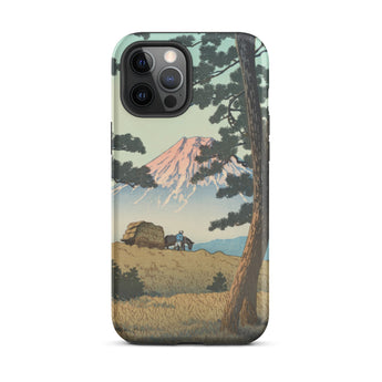 Evening at Tago Bay - Hasui Kawase Iphone Case, 12 Pro Max / Matte, Iphone Case Tranquil Landscape Painting Snow-capped Mountain Pine