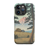 Evening at Tago Bay - Hasui Kawase Iphone Case, 15 Pro Max / Matte, Phone Case Landscape Painting Mount Fuji Foreground Trees