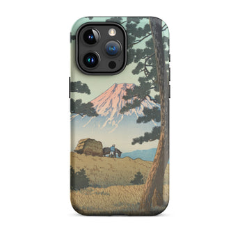 Evening at Tago Bay - Hasui Kawase Iphone Case, 15 Pro Max / Matte, Phone Case Landscape Painting Mount Fuji Foreground Trees