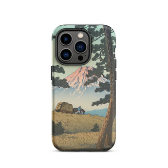 Evening at Tago Bay - Hasui Kawase Phone Case Iphone 14 Pro / Matte Iphone Case Japanese Landscape Design Mountain Trees Person Mount Fuji