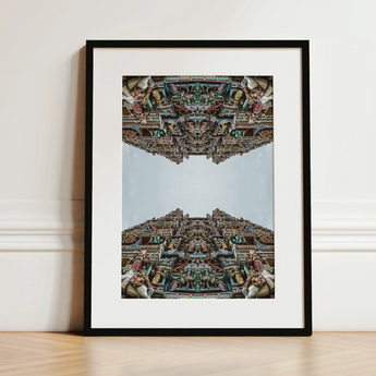 Every Deity - South Indian Temple Op Art Print / Canvas, 12x16’’ / 31x41cm / Black Frame / Matboard, Posters Prints & Visual Artwork, Toby