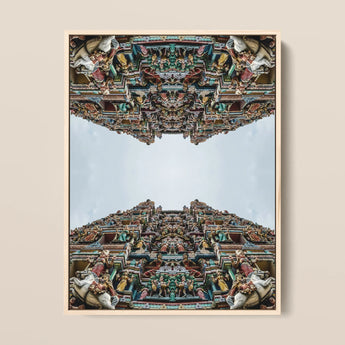 Every Deity - South Indian Temple Op Art Print / Canvas, 12x16’’ / 31x41cm / Natural Frame, Posters Prints & Visual Artwork, Toby Leon