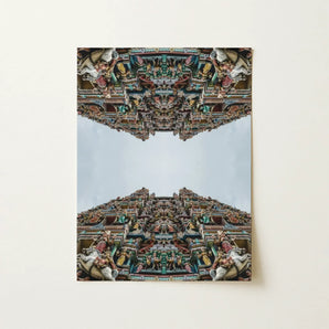Every Deity - South Indian Temple Op Art Print / Canvas Vibrant Intricately Carved Temple Facade Print Detailed Sculptures South Indian