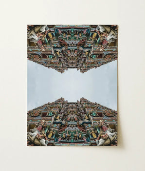 Vibrant Intricately Carved Temple Facade Print Detailed Sculptures South Indian Architecture, Mind-bending Photography, Trippy