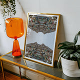 Every Deity - South Indian Temple Op Art Print, Framed Architectural Artwork Mirrored Temple Palace Design