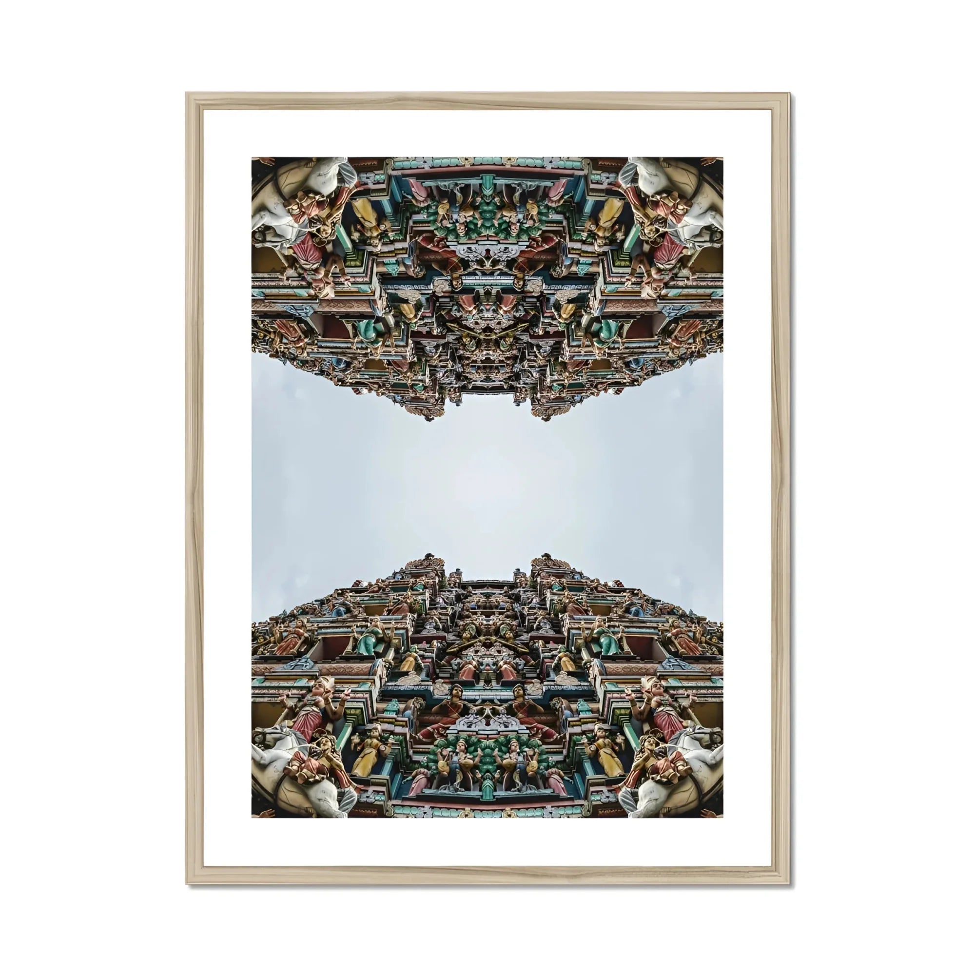Every Deity - South Indian Temple Op Art Print, Mirrored Architectural Ornate Hindu Temple Intricate Carvings Sculptures