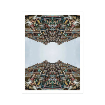 Every Deity - South Indian Temple Op Art Print, Mirrored Architectural Ornate Hindu Temple Intricate Carvings Sculptures