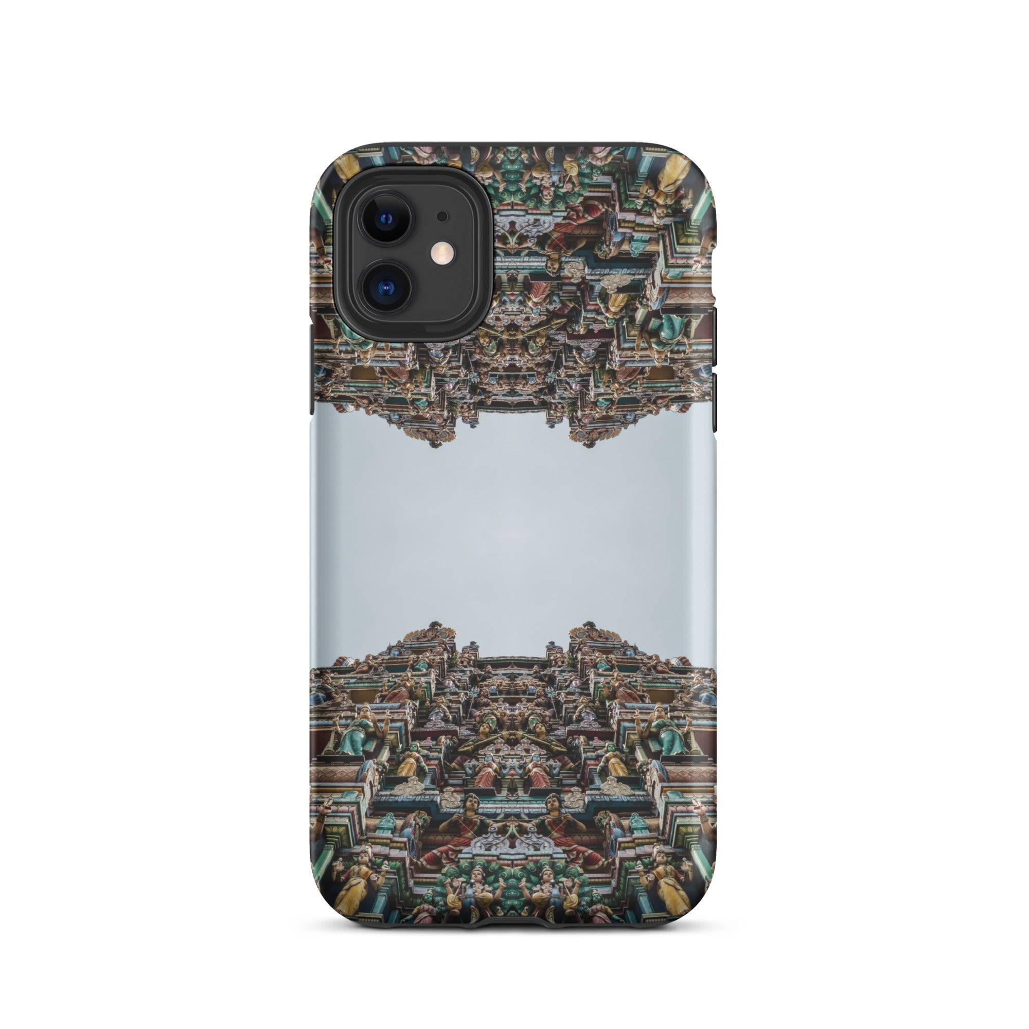 Every Deity Trippy South Indian Temple Iphone Case, 11 / Matte, Phone Case Mirrored Temple Design