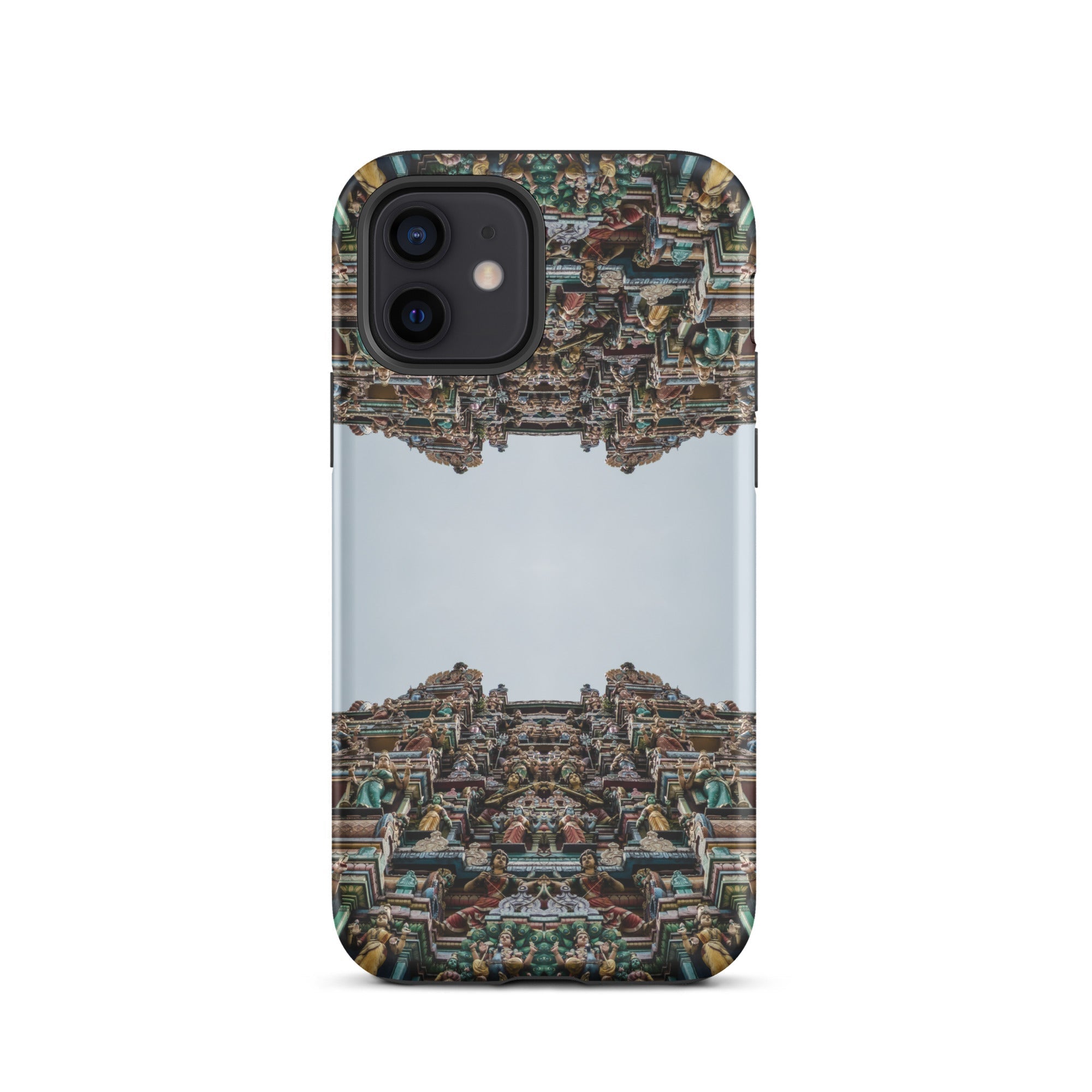 Every Deity Trippy South Indian Temple Iphone Case, 12 / Matte, Phone Case Mirrored Temple Design