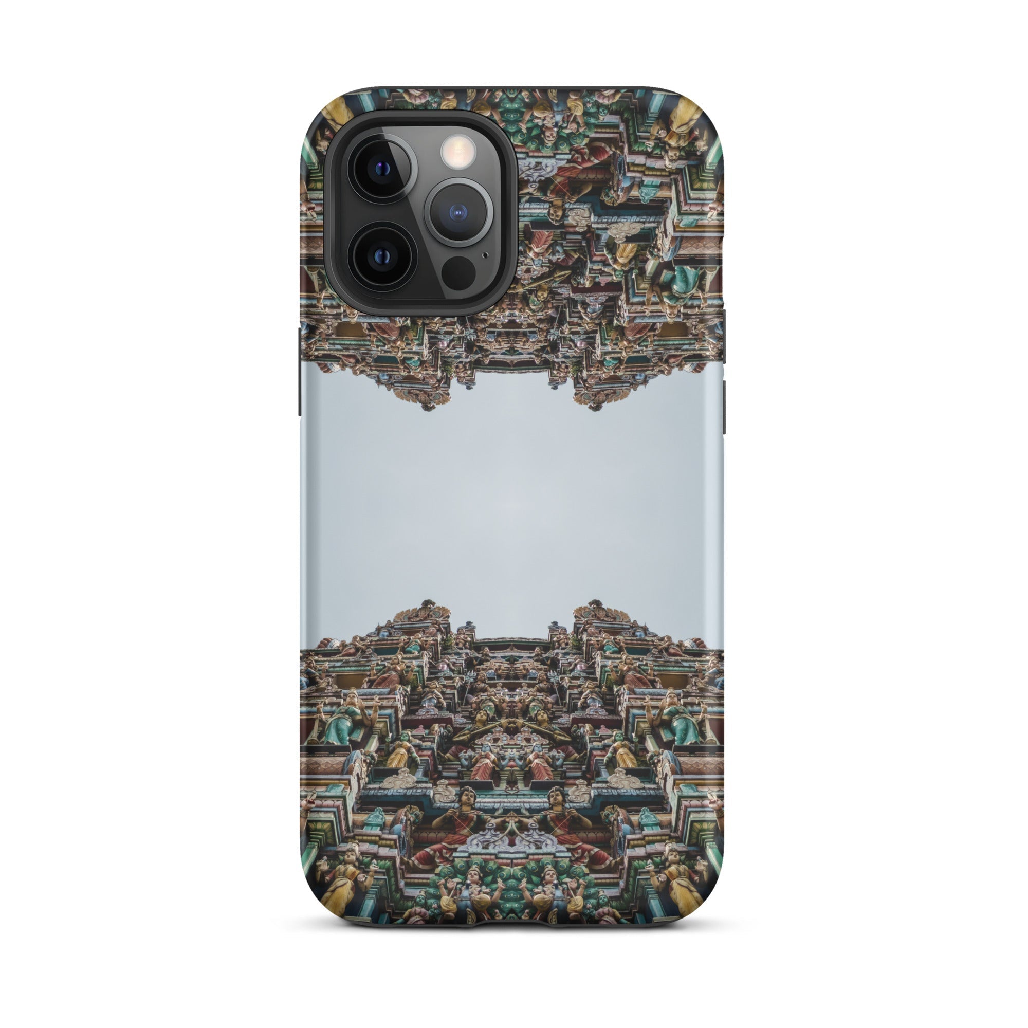 Every Deity Trippy South Indian Temple Iphone Case, 12 Pro Max / Matte, Phone Case Mirrored Temple Design