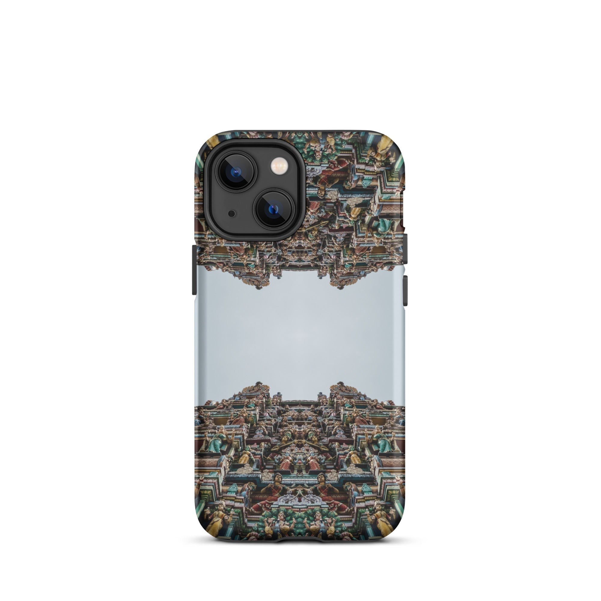 Every Deity Trippy South Indian Temple Iphone Case, 13 Mini / Matte, Phone Case Mirrored Temple Design