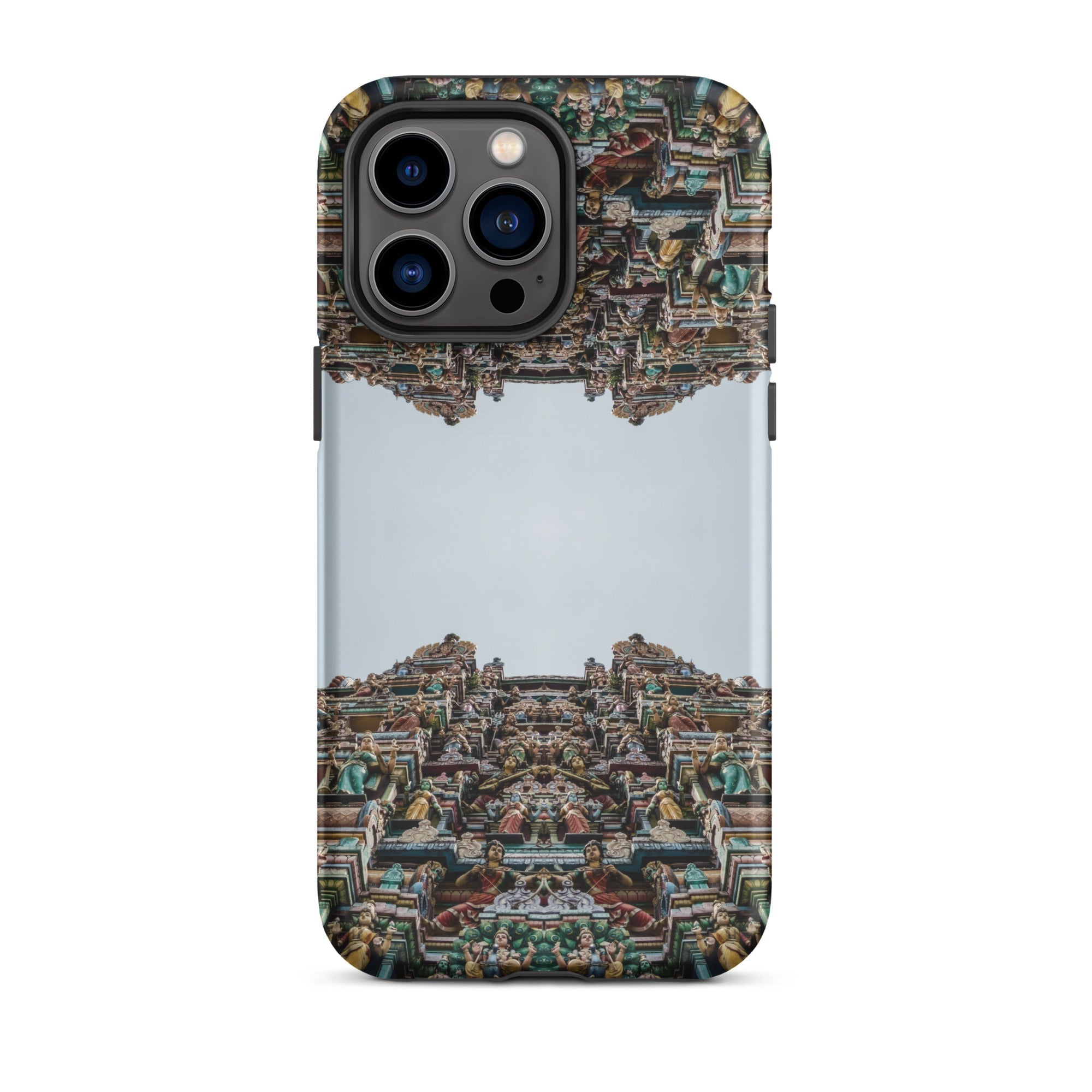 Every Deity Trippy South Indian Temple Iphone Case, 14 Pro Max / Matte, Phone Case Mirrored Temple Design