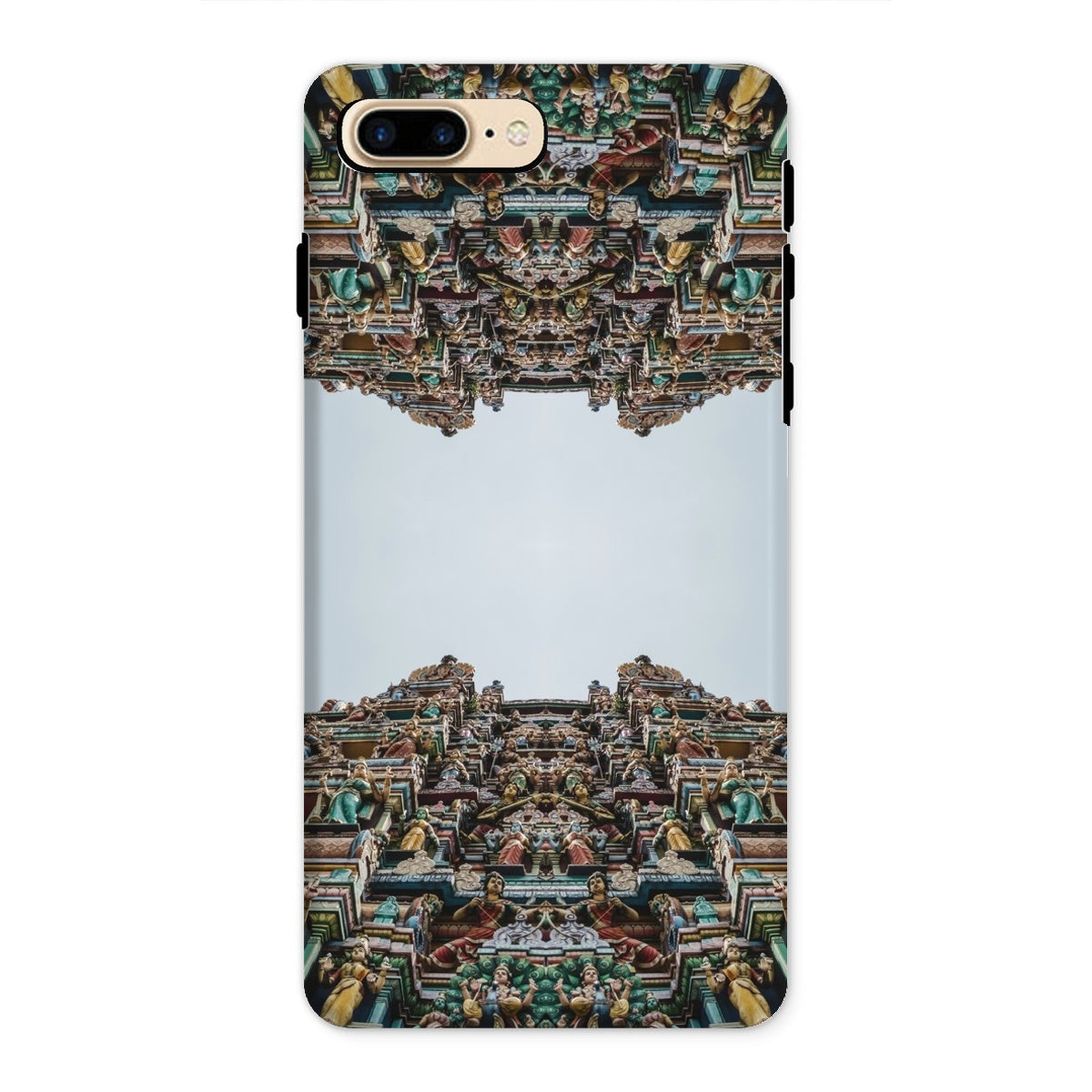 Every Deity Trippy South Indian Temple Iphone Case, 8 Plus / Matte, Phone Case Mirrored Design Ornate Hindu Temple Structure