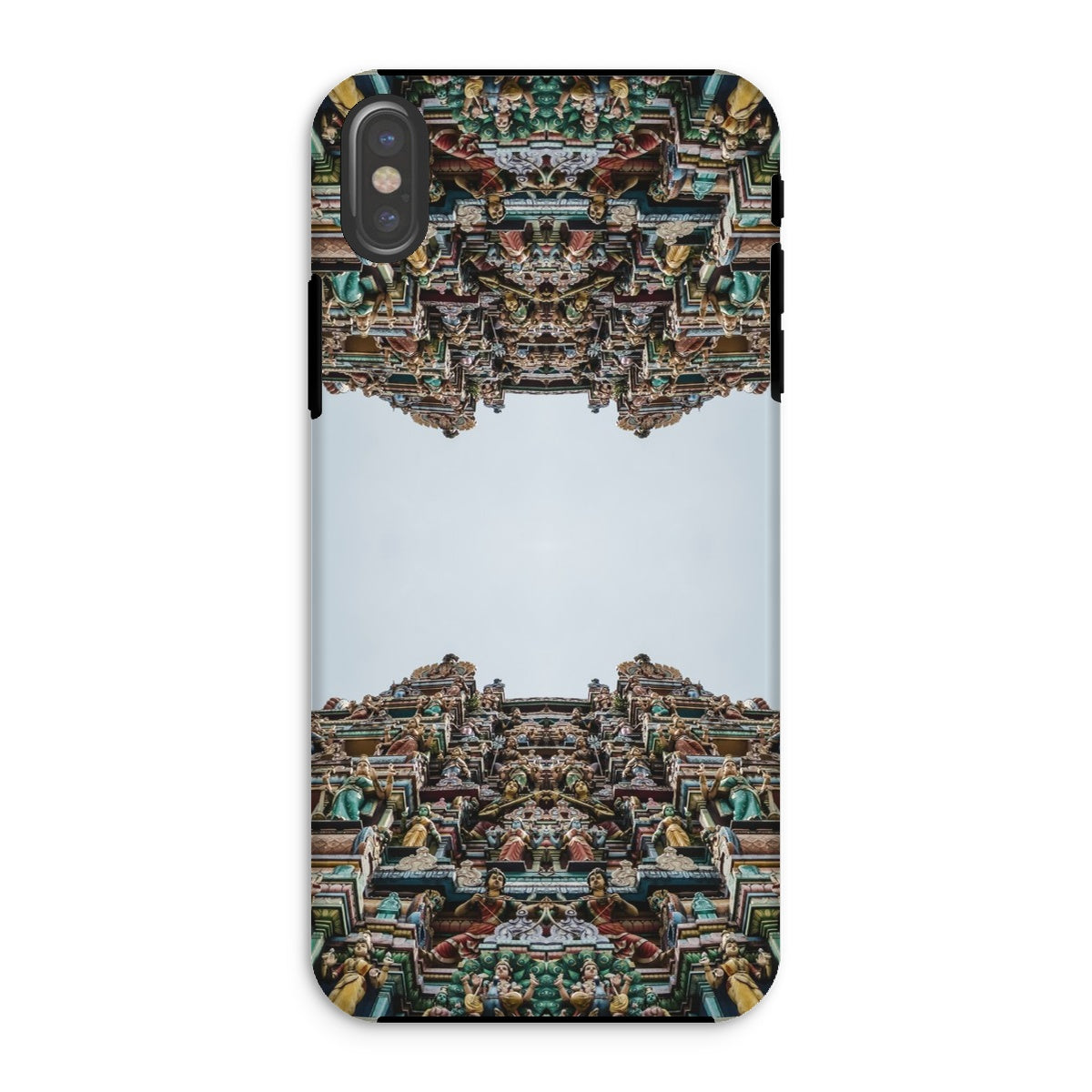 Every Deity Trippy South Indian Temple Iphone Case, Xs / Matte, Phone Case Symmetrical Design Ornate Hindu Temple Structure