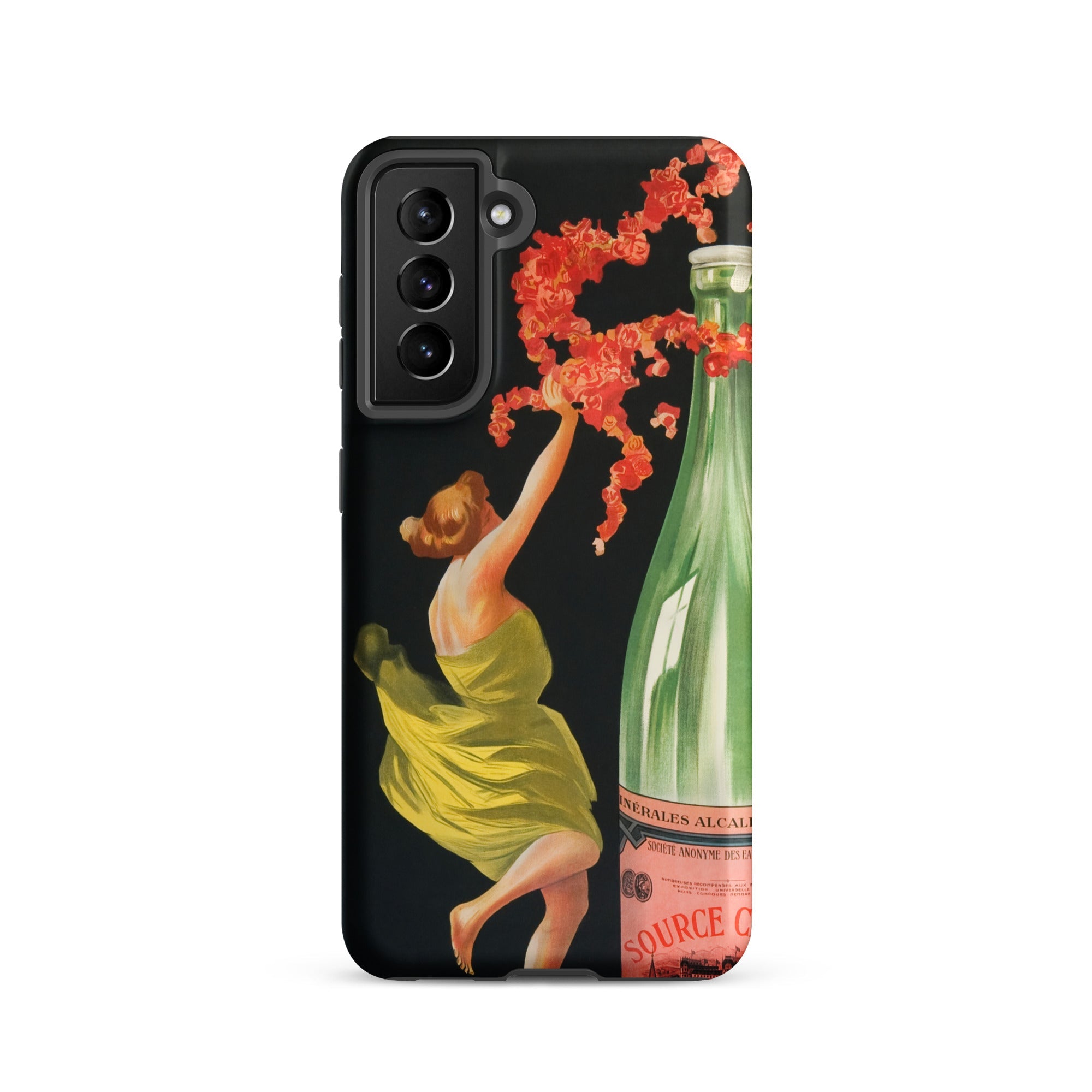 Evian Cachat Water Nymphs Leonetto Cappiello Samsung Case, Galaxy S21 / Matte, Black Smartphone Case Vintage Style Painting Woman Bottle