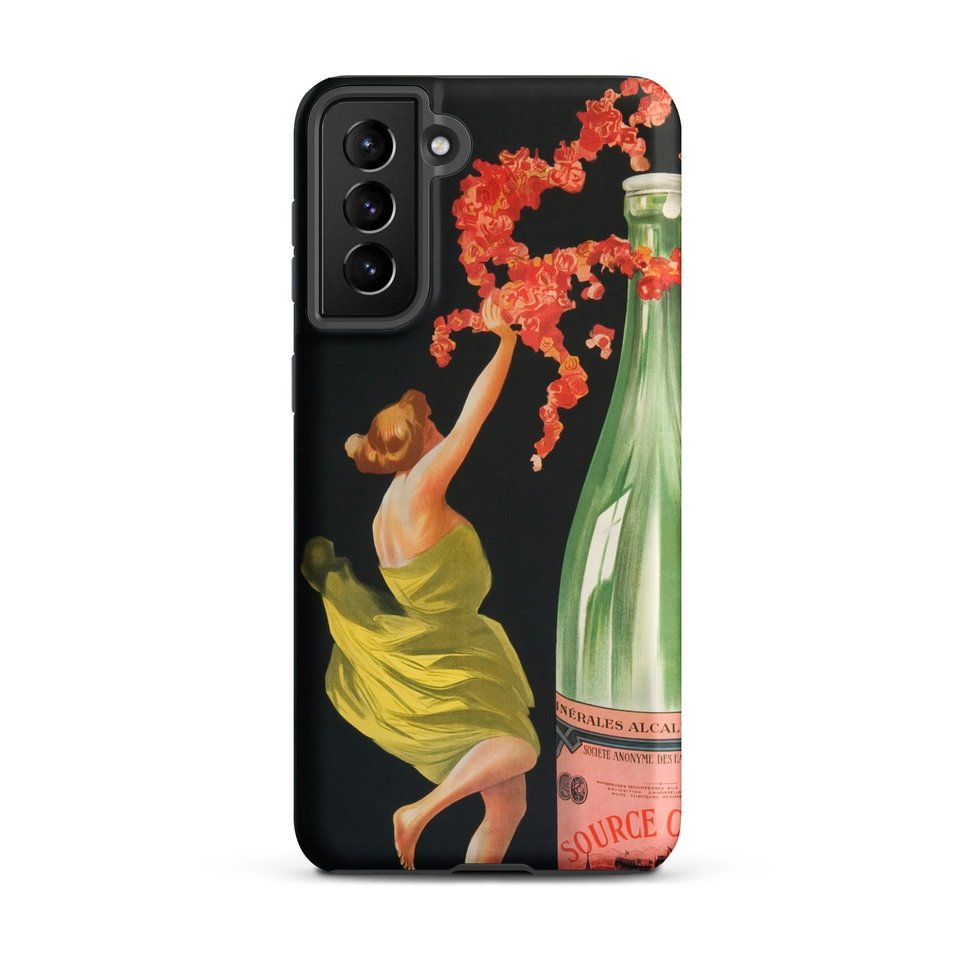Evian Cachat Water Nymphs Leonetto Cappiello Samsung Case, Galaxy S21 Plus / Matte, Black Smartphone Case Vintage Style Illustration Woman