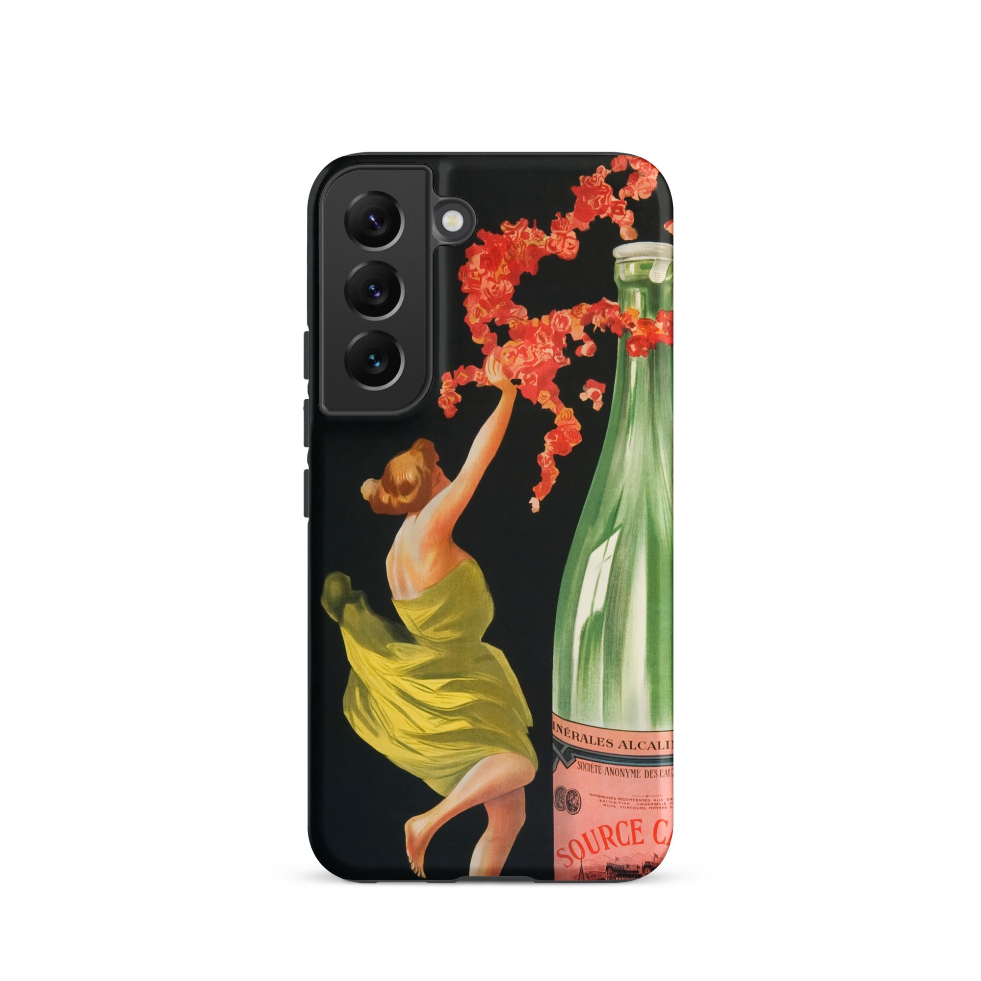 Evian Cachat Water Nymphs Leonetto Cappiello Samsung Case, Galaxy S22 / Matte, Black Smartphone Case Vintage Style Illustration Woman Green
