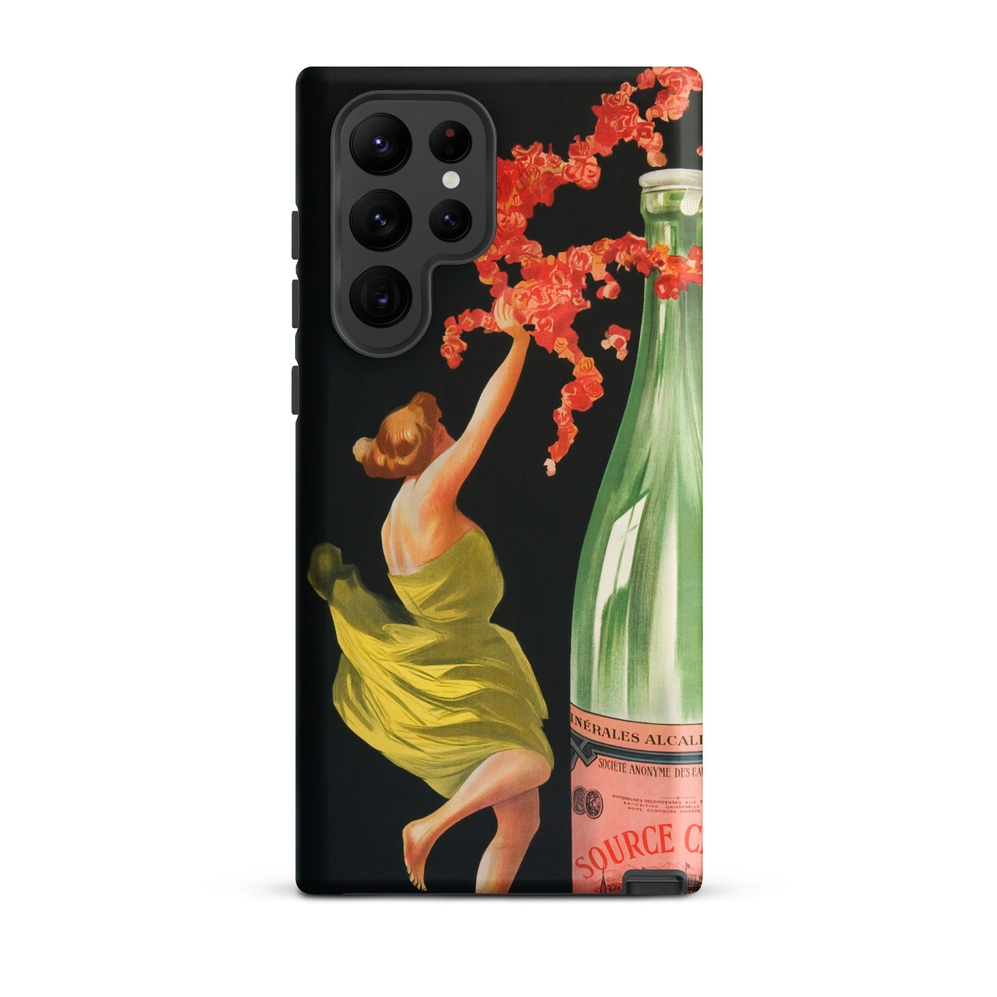 Evian Cachat Water Nymphs Leonetto Cappiello Samsung Case, Galaxy S22 Ultra / Matte, Black Smartphone Case Vintage Style Illustration Woman
