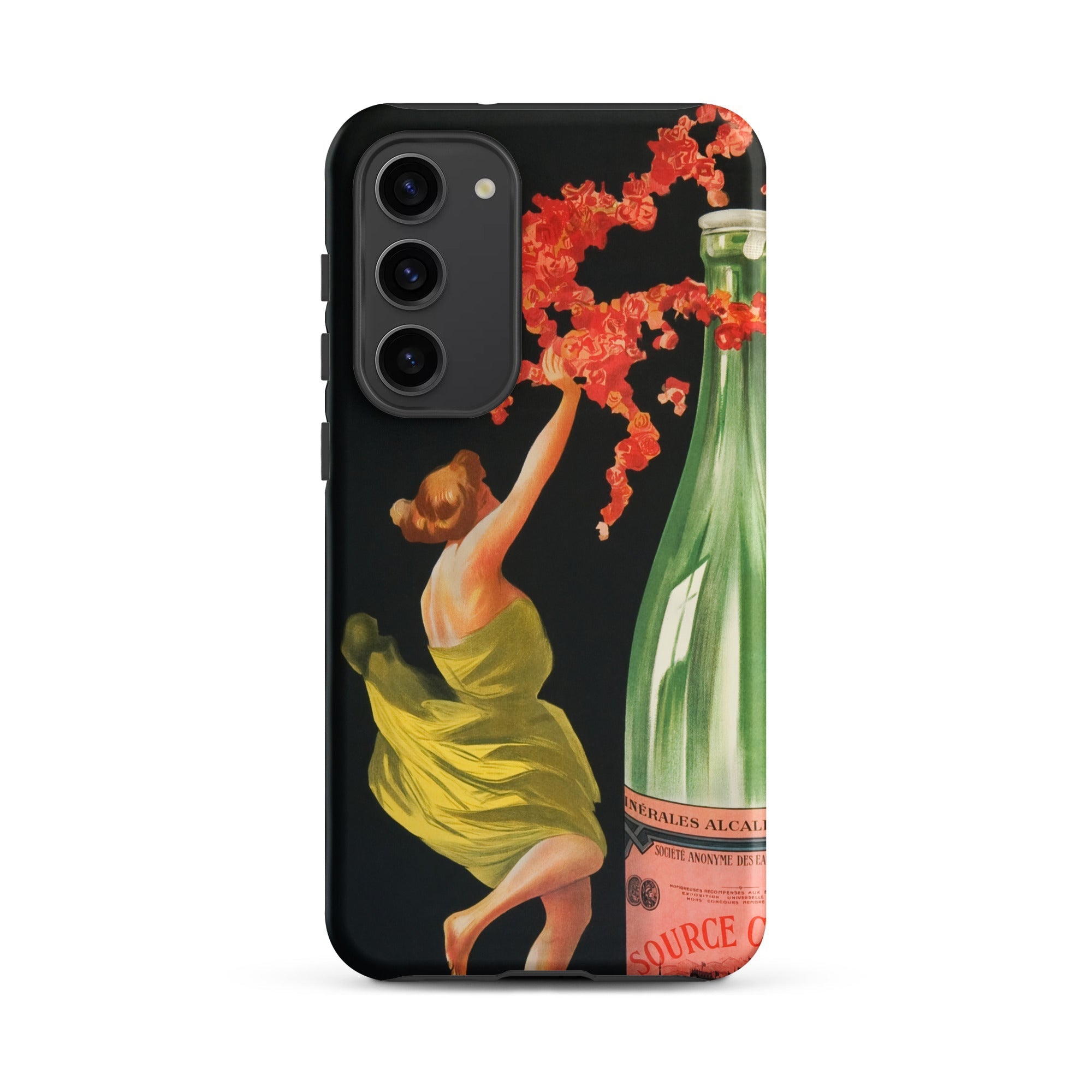 Evian Cachat Water Nymphs Leonetto Cappiello Samsung Case, Galaxy S23 Plus / Matte, Black Smartphone Case Vintage Style Illustration Woman