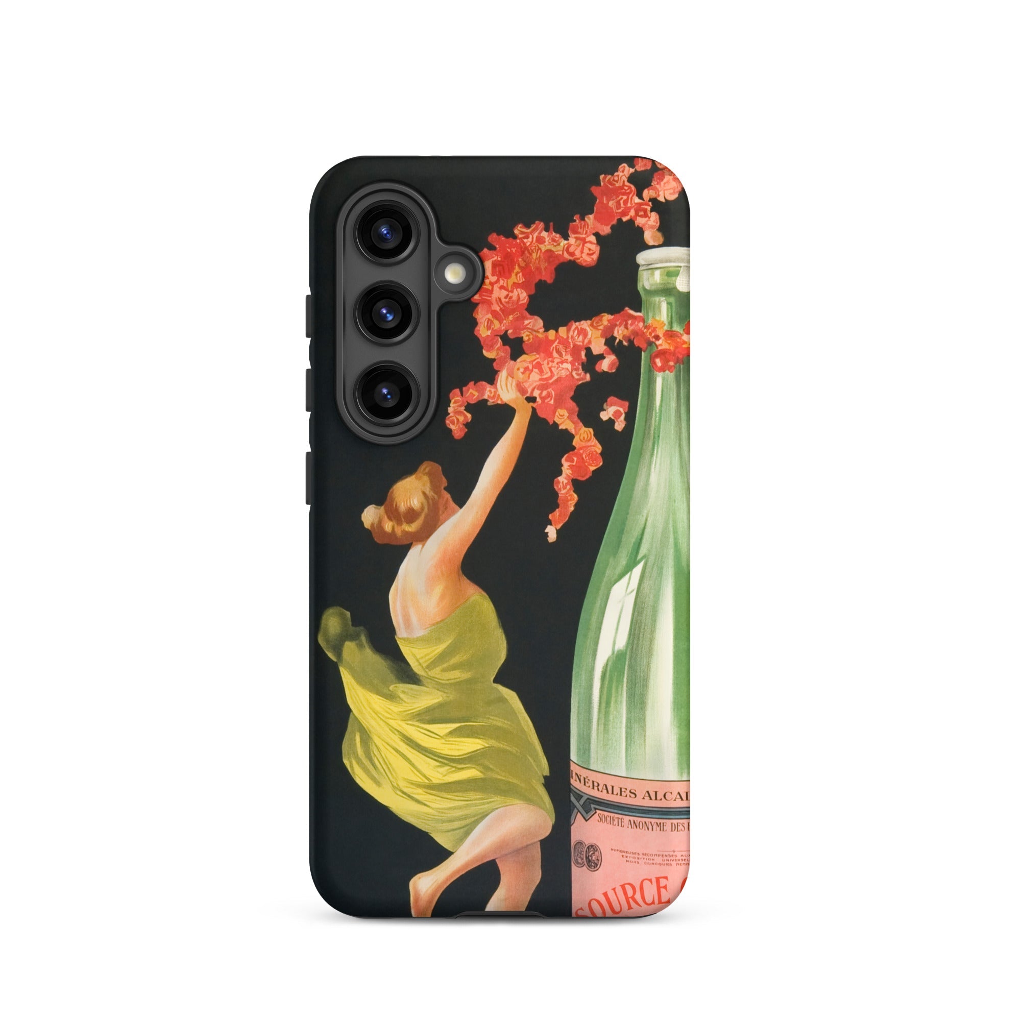 Evian Cachat Water Nymphs Leonetto Cappiello Samsung Case, Galaxy S24 / Matte, Black Smartphone Case Vintage Style Illustration Woman