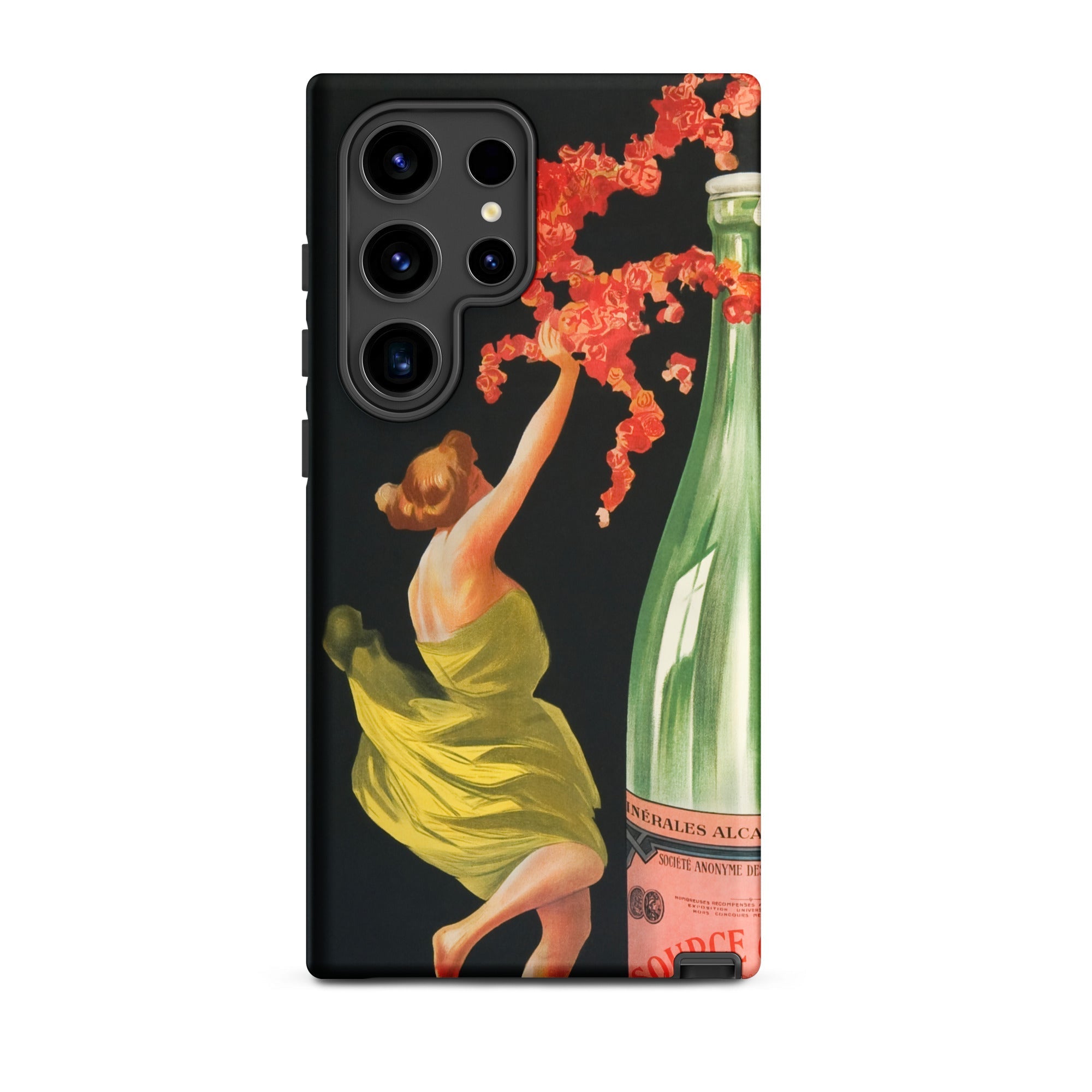 Evian Cachat Water Nymphs Leonetto Cappiello Samsung Case, Galaxy S24 Ultra / Matte, Black Smartphone Case Vintage Style Illustration Woman