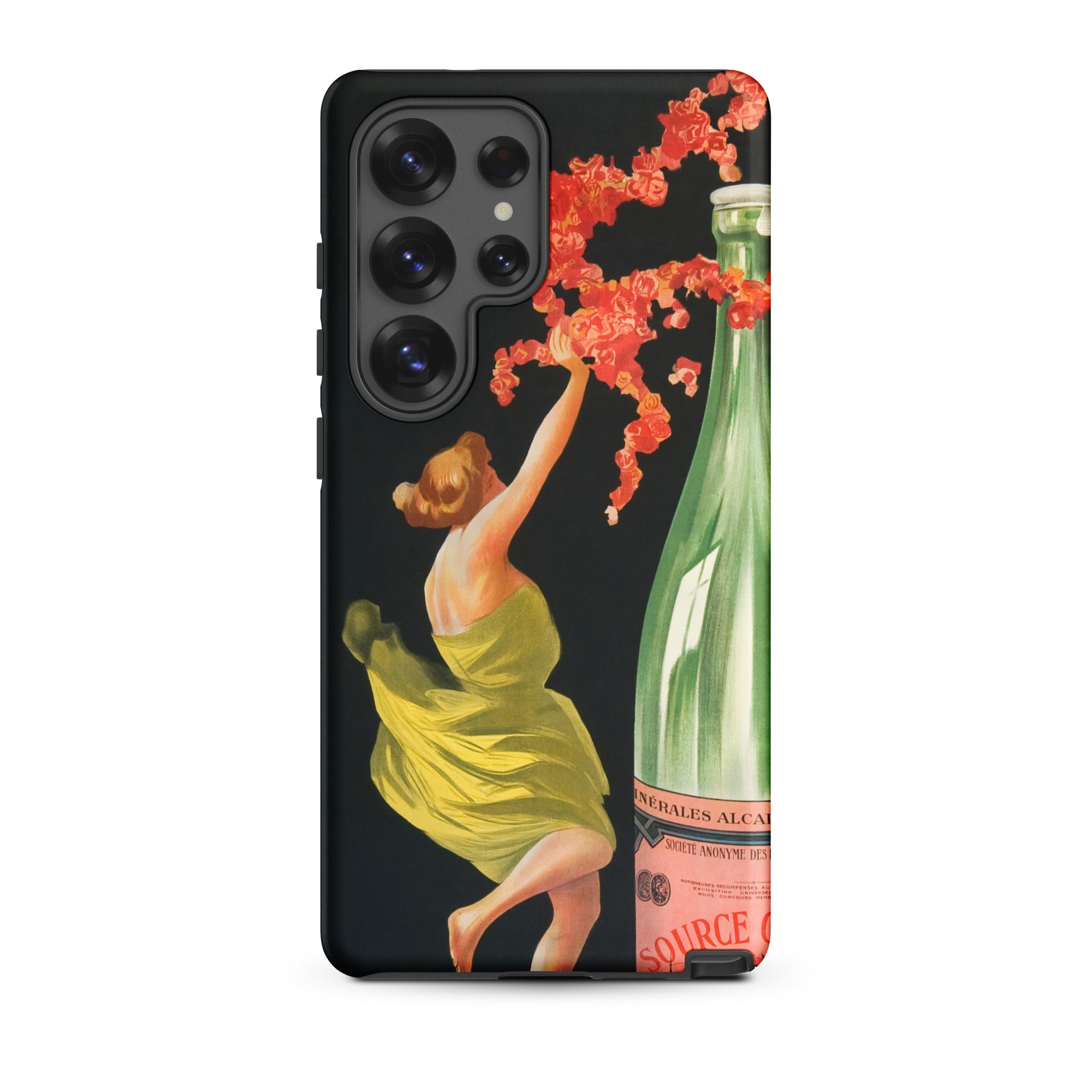 Evian Cachat Water Nymphs Leonetto Cappiello Samsung Case, Galaxy S25 Ultra / Matte, Black Phone Case Vintage Style Illustration Woman Red