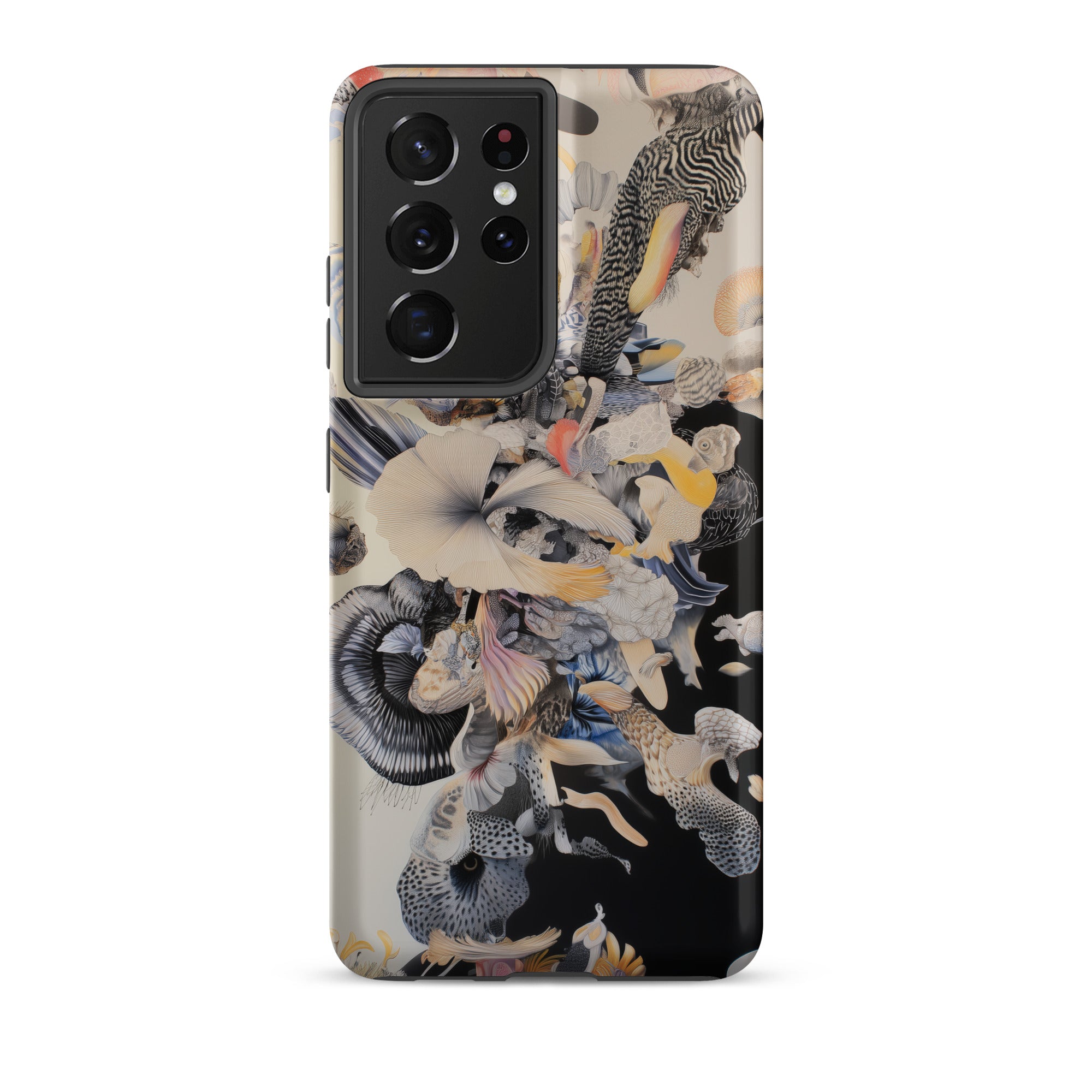 Evolution Surreal Botanical Art Samsung Case, Galaxy S21 Ultra / Matte, Smartphone Black Camera Module Patterned Case Abstract Organic
