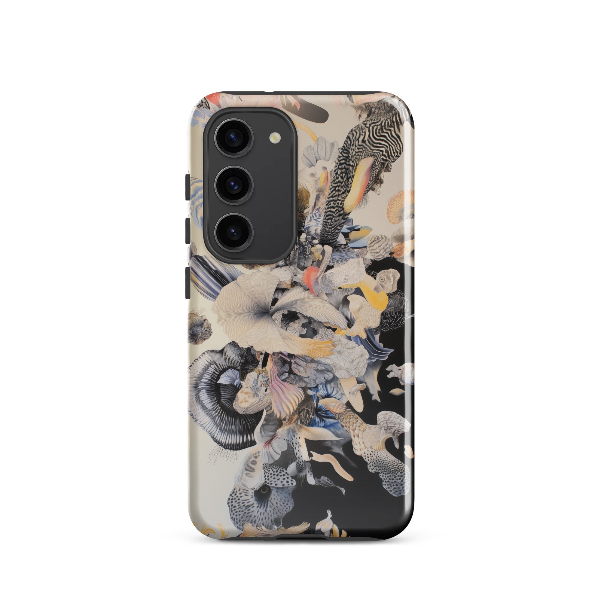 Evolution Surreal Botanical Art Samsung Case, Galaxy S23 / Gloss, Smartphone Black Camera Module Colorful Abstract Patterned Case