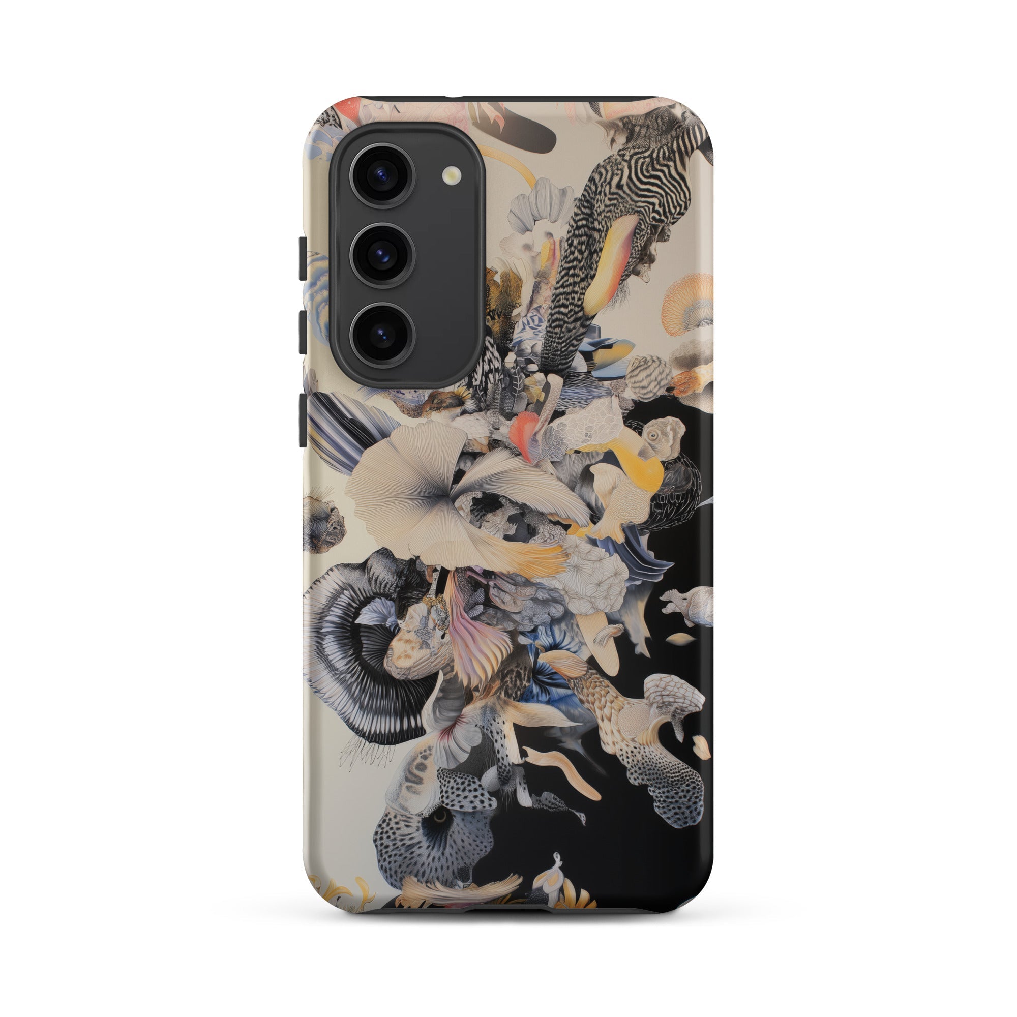 Evolution Surreal Botanical Art Samsung Case, Galaxy S23 Plus / Matte, Smartphone Case Abstract Organic Pattern Black White Muted