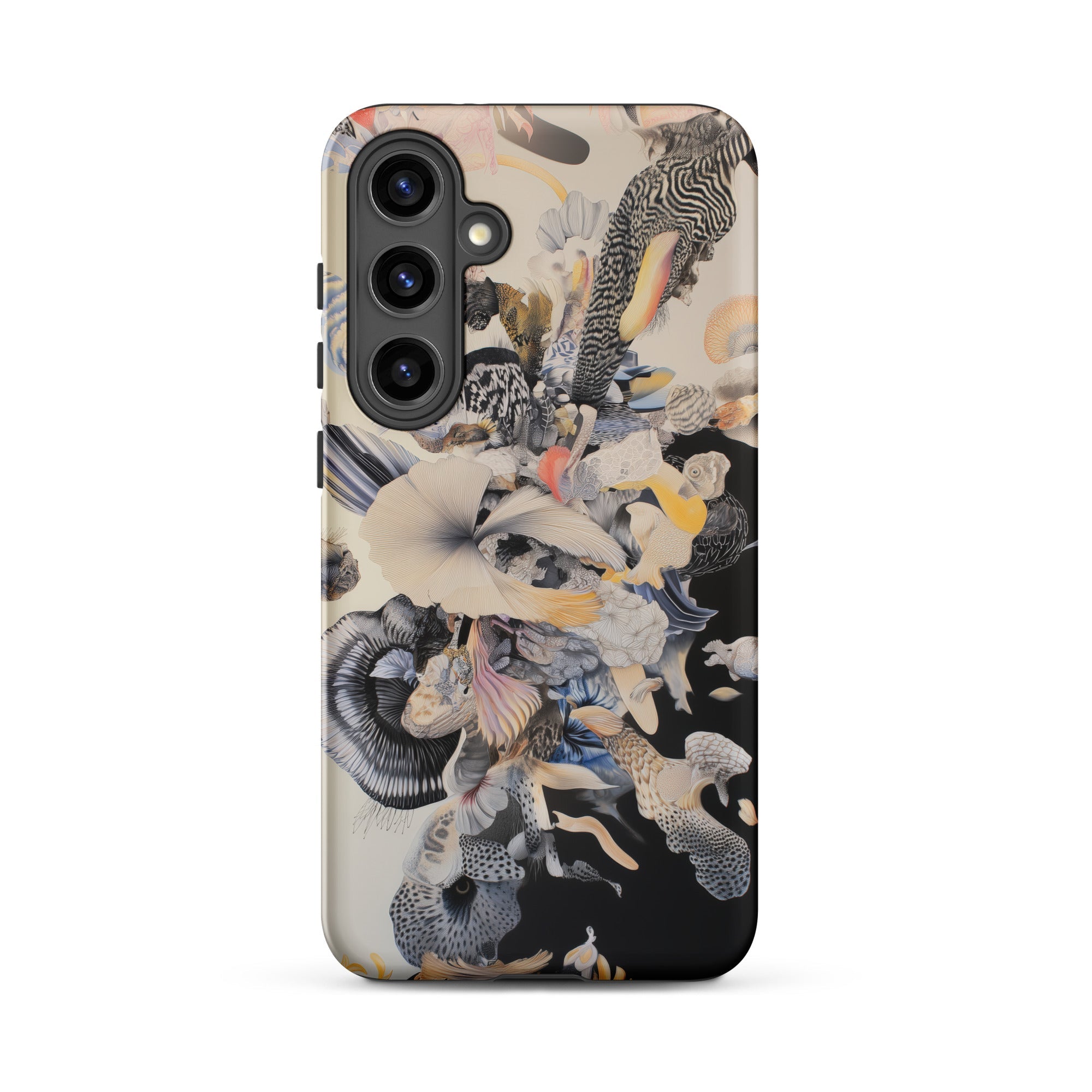 Evolution Surreal Botanical Art Samsung Case, Galaxy S24 Plus / Matte, Smartphone Case Abstract Organic Pattern Light Dark Tones
