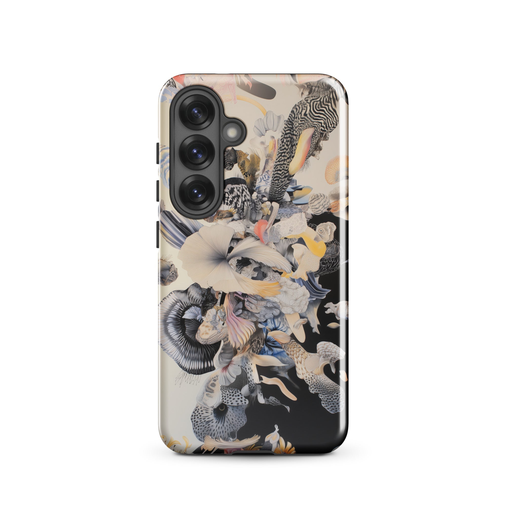 Evolution Surreal Botanical Art Samsung Case, Galaxy S25 / Gloss, Smartphone Patterned Protective Case Abstract Mixed Media Design