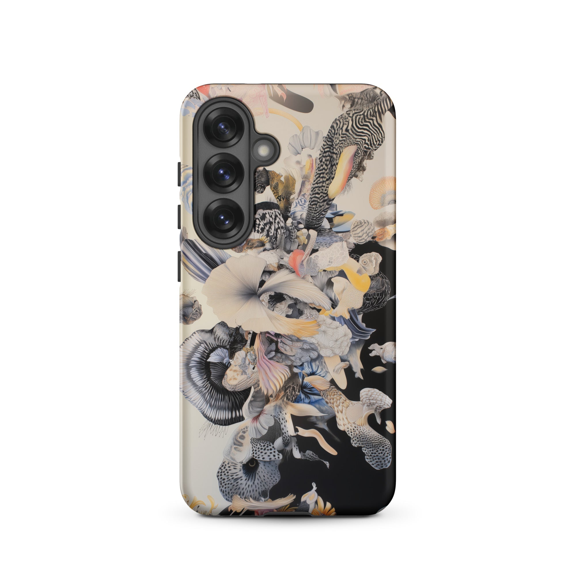 Evolution Surreal Botanical Art Samsung Case, Galaxy S25 / Matte, Phone Case Abstract Organic Pattern Muted Dark Tones