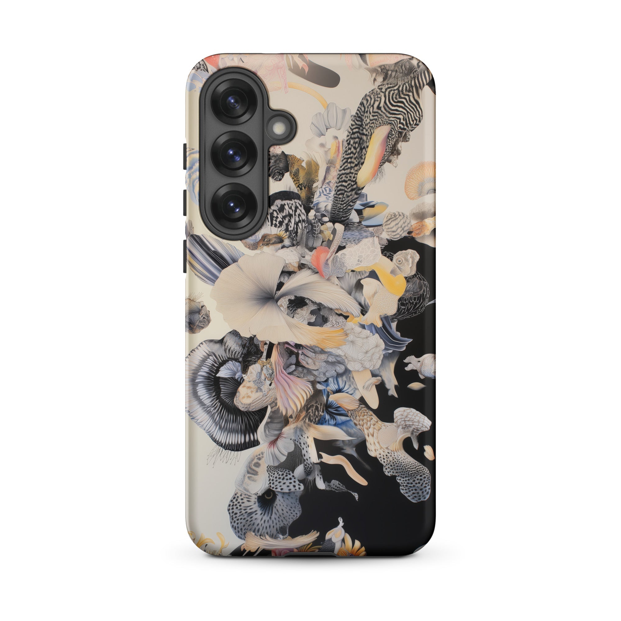Evolution Surreal Botanical Art Samsung Case, Galaxy S25 Plus / Matte, Phone Case Abstract Organic Pattern Shades Black White