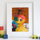 Eye Spy Giclée Print, 12×16’’ / 31x41cm / Unframed Art, Framed Photograph Colorful Cartoon Duck Toy Amusement Park